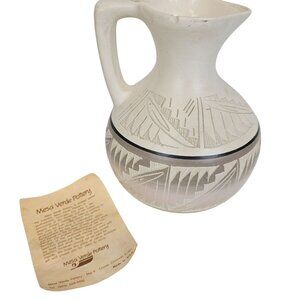 Mesa Verde Navajo Handmade 7" Pottery Pitcher Velasco Signed Earth Tone Art